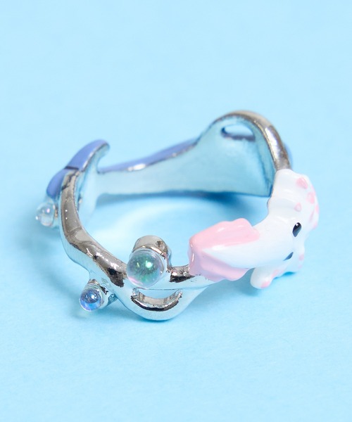 gargle(ガーグル)の「gargle ガーグル:海の生き物シリーズ マッコウクジラVSダイオウイカ リング(リング・レディース・ホワイト×ブルー・FREE)」の7枚目の写真