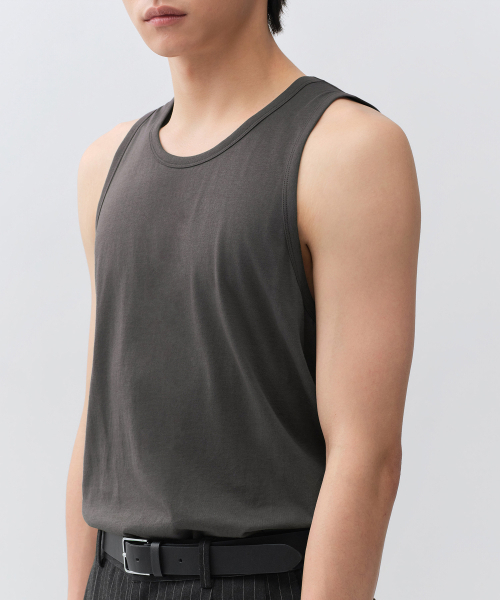 MUSINSA STANDARD（ムシンサスタンダード）の「CR スクープネックスリーブレストップ [ガンメタル]（Tシャツ/カットソー・メンズ・その他・SMALL/MEDIUM/LARGE/X-LARGE/2XL/3XL）」の4枚目の写真