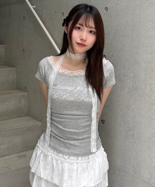 Lae（レイ）の「レースメロウトップス（Tシャツ/カットソー・レディース・グレー・SMALL）」の7枚目の写真