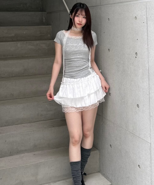 Lae（レイ）の「レースメロウトップス（Tシャツ/カットソー・レディース・グレー・SMALL）」の2枚目の写真