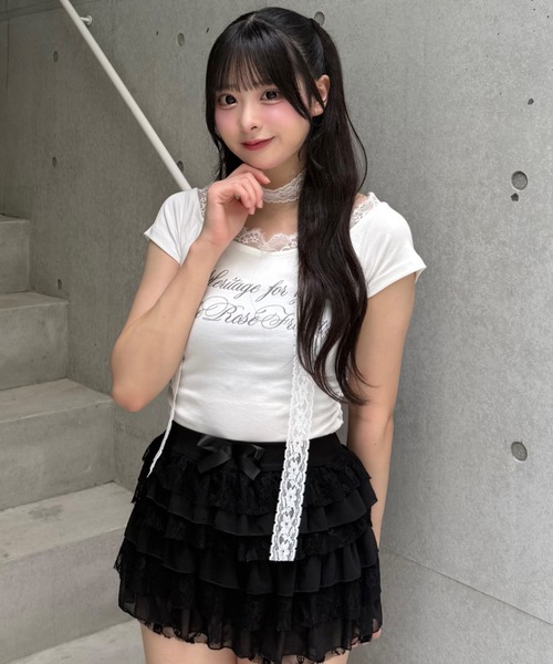 Lae（レイ）の「レースメロウトップス（Tシャツ/カットソー・レディース・グレー・SMALL）」の4枚目の写真