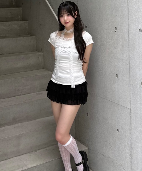 Lae（レイ）の「レースメロウトップス（Tシャツ/カットソー・レディース・グレー・SMALL）」の5枚目の写真