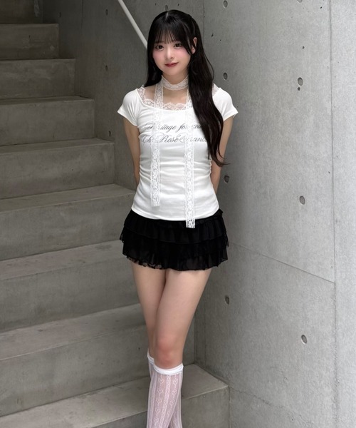 Lae（レイ）の「レースメロウトップス（Tシャツ/カットソー・レディース・グレー・SMALL）」の6枚目の写真