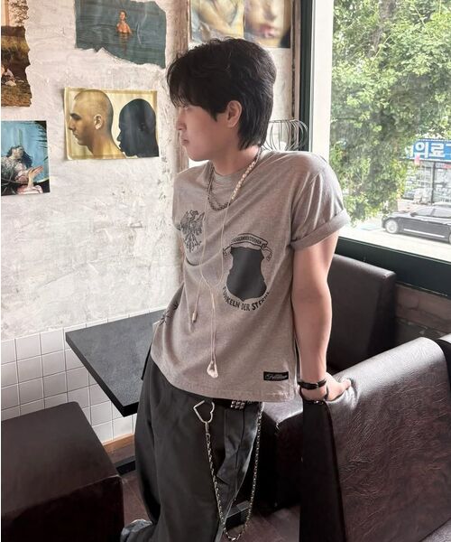 FREEMARIO（フリーマリオ）の「イーグルヘラルディTシャツ[グレー]（Tシャツ/カットソー・レディース・グレー・SMALL/MEDIUM）」の7枚目の写真