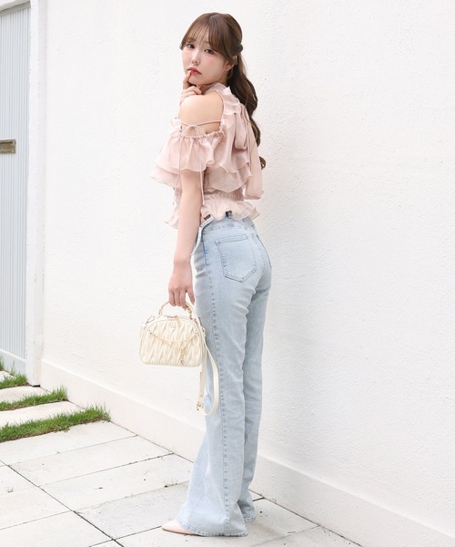 one after another NICE CLAUP(ワンアフターアナザーナイスクラップ)の「前後2wayリボンアメスリブラウス(Tシャツ/カットソー・レディース・ブラック/ホワイト系その他/ベージュ系その他/ピンク・FREE)」の15枚目の写真