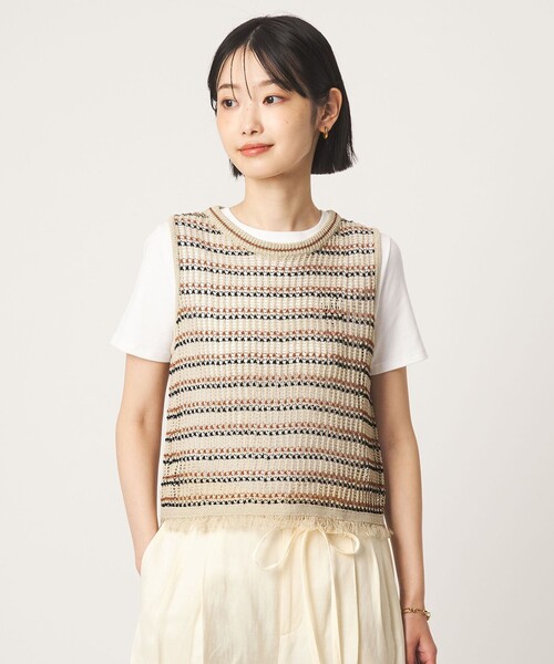 未使用！green label relaxing ニットベスト フリンジ ニット ベスト（ベスト）｜green label relaxing（グリーン