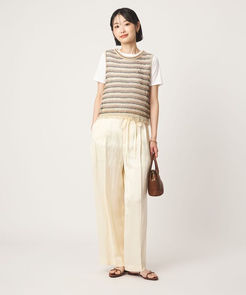 green label relaxing（グリーンレーベルリラクシング）の「フリンジ ニット ベスト（ベスト・レディース・ブラック/その他1/オフホワイト・FREE）」の5枚目の写真