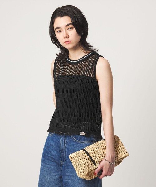 green label relaxing（グリーンレーベルリラクシング）の「フリンジ ニット ベスト（ベスト・レディース・ブラック/その他1/オフホワイト・FREE）」の15枚目の写真