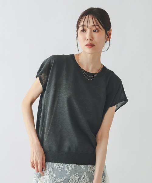 GLOBAL WORK（グローバルワーク）の「リネン混シアーフレンチプルオーバー/655851（Tシャツ/カットソー・レディース・スミクロ/ブラウン系/グレイッシュベージュ・LARGE/MEDIUM）」の2枚目の写真