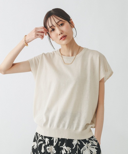 GLOBAL WORK（グローバルワーク）の「リネン混シアーフレンチプルオーバー/655851（Tシャツ/カットソー・レディース・スミクロ/ブラウン系/グレイッシュベージュ・LARGE/MEDIUM）」の3枚目の写真