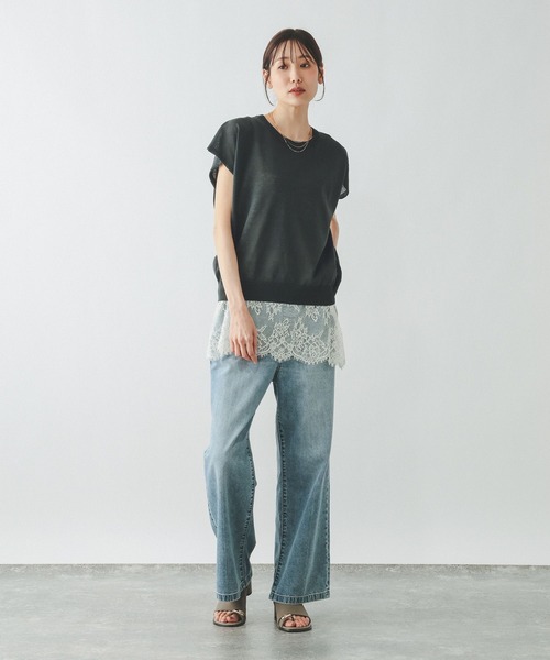 GLOBAL WORK（グローバルワーク）の「リネン混シアーフレンチプルオーバー/655851（Tシャツ/カットソー・レディース・スミクロ/ブラウン系/グレイッシュベージュ・LARGE/MEDIUM）」の4枚目の写真