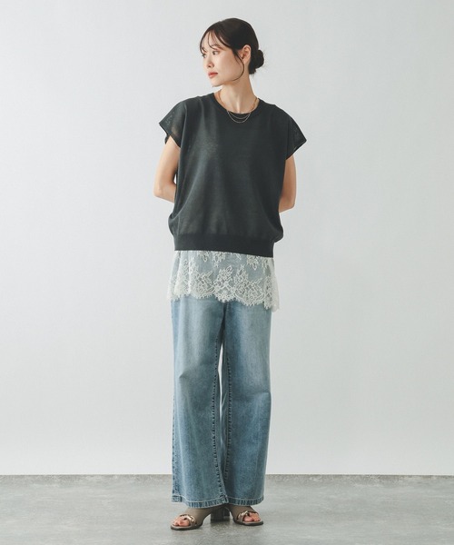 GLOBAL WORK（グローバルワーク）の「リネン混シアーフレンチプルオーバー/655851（Tシャツ/カットソー・レディース・スミクロ/ブラウン系/グレイッシュベージュ・LARGE/MEDIUM）」の5枚目の写真