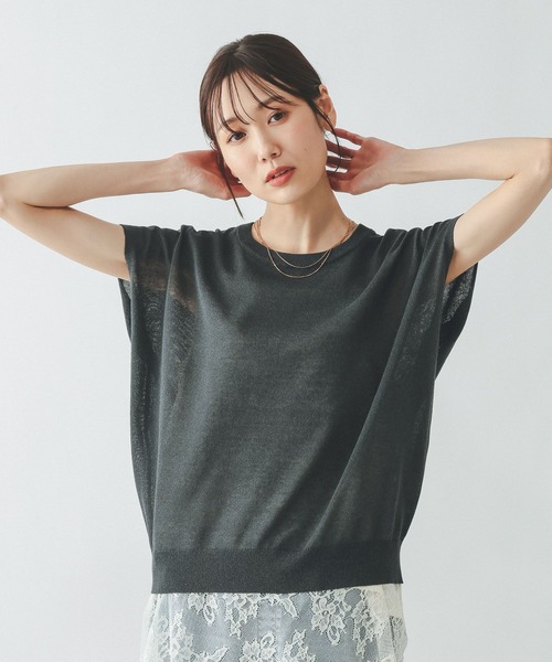 GLOBAL WORK（グローバルワーク）の「リネン混シアーフレンチプルオーバー/655851（Tシャツ/カットソー・レディース・スミクロ/ブラウン系/グレイッシュベージュ・LARGE/MEDIUM）」の7枚目の写真