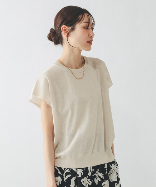 GLOBAL WORK（グローバルワーク）の「リネン混シアーフレンチプルオーバー/655851（Tシャツ/カットソー・レディース・スミクロ/ブラウン系/グレイッシュベージュ・LARGE/MEDIUM）」の15枚目の写真