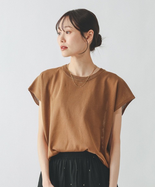 GLOBAL WORK（グローバルワーク）の「リネン混シアーフレンチプルオーバー/655851（Tシャツ/カットソー・レディース・スミクロ/ブラウン系/グレイッシュベージュ・LARGE/MEDIUM）」の10枚目の写真