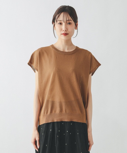 GLOBAL WORK（グローバルワーク）の「リネン混シアーフレンチプルオーバー/655851（Tシャツ/カットソー・レディース・スミクロ/ブラウン系/グレイッシュベージュ・LARGE/MEDIUM）」の16枚目の写真