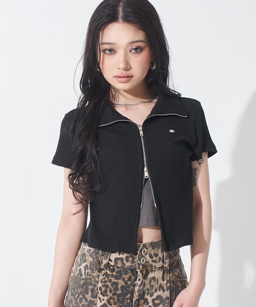ANAP（アナップ）の「ホルターキャミドッキング Wジップ リブトップス（Tシャツ/カットソー・レディース・ホワイト/ライトブルー/ブラック・F）」の8枚目の写真