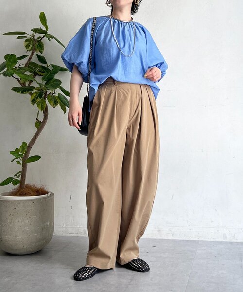 un dix cors(アンディコール)の「シアー半袖パフブラウス(シャツ/ブラウス・レディース・サックスブルー/ブラウン/イエロー・FREE)」の14枚目の写真