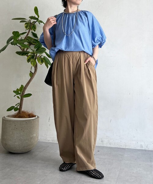 un dix cors(アンディコール)の「シアー半袖パフブラウス(シャツ/ブラウス・レディース・サックスブルー/ブラウン/イエロー・FREE)」の16枚目の写真