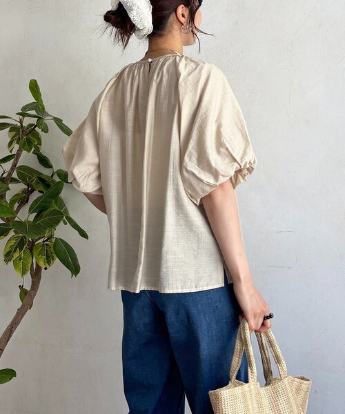 un dix cors(アンディコール)の「シアー半袖パフブラウス(シャツ/ブラウス・レディース・サックスブルー/ブラウン/イエロー・FREE)」の21枚目の写真