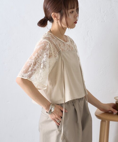 CIAOPANIC TYPY(チャオパニックティピー)の「【マルチウェイ】ビスチェ付きレースブラウスTee(Tシャツ/カットソー・レディース・ホワイト/ブラック/アイボリー・ONE SIZE)」の9枚目の写真