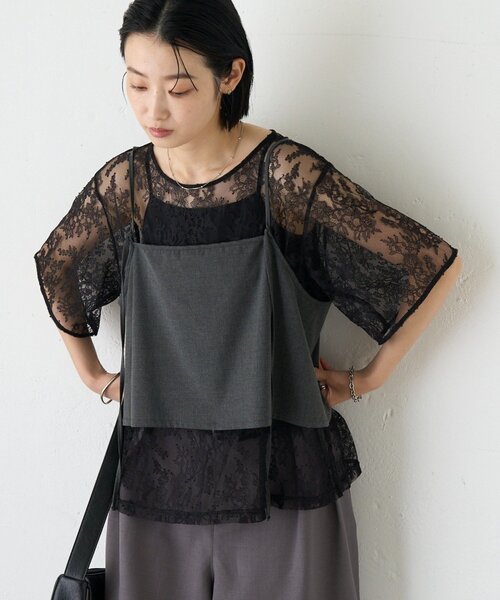 CIAOPANIC TYPY(チャオパニックティピー)の「【マルチウェイ】ビスチェ付きレースブラウスTee(Tシャツ/カットソー・レディース・ホワイト/ブラック/アイボリー・ONE SIZE)」の16枚目の写真