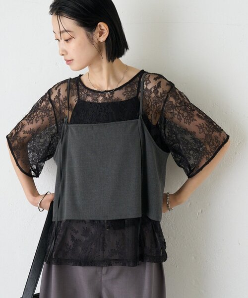 CIAOPANIC TYPY(チャオパニックティピー)の「【マルチウェイ】ビスチェ付きレースブラウスTee(Tシャツ/カットソー・レディース・ホワイト/ブラック/アイボリー・ONE SIZE)」の17枚目の写真