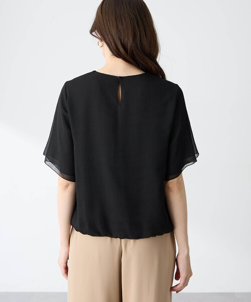 A/C DESIGN BY ALPHA CUBIC(エーシーデザインバイアルファキュービック)の「シフォンプリーツTブラウス(Tシャツ/カットソー・レディース・ライトグレー/ブラック/グリーン・M/L/LL)」の6枚目の写真