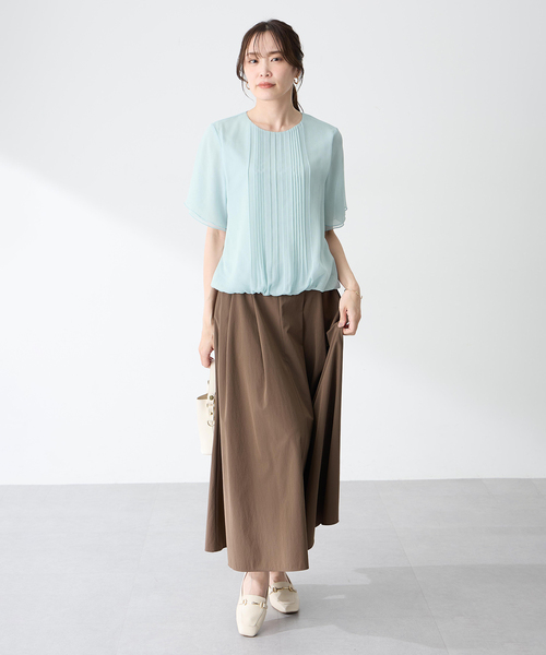 A/C DESIGN BY ALPHA CUBIC(エーシーデザインバイアルファキュービック)の「シフォンプリーツTブラウス(Tシャツ/カットソー・レディース・ライトグレー/ブラック/グリーン・M/L/LL)」の10枚目の写真