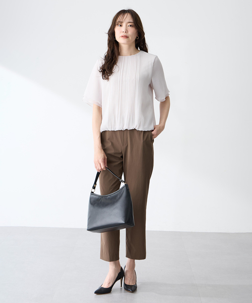 A/C DESIGN BY ALPHA CUBIC(エーシーデザインバイアルファキュービック)の「シフォンプリーツTブラウス(Tシャツ/カットソー・レディース・ライトグレー/ブラック/グリーン・M/L/LL)」の12枚目の写真