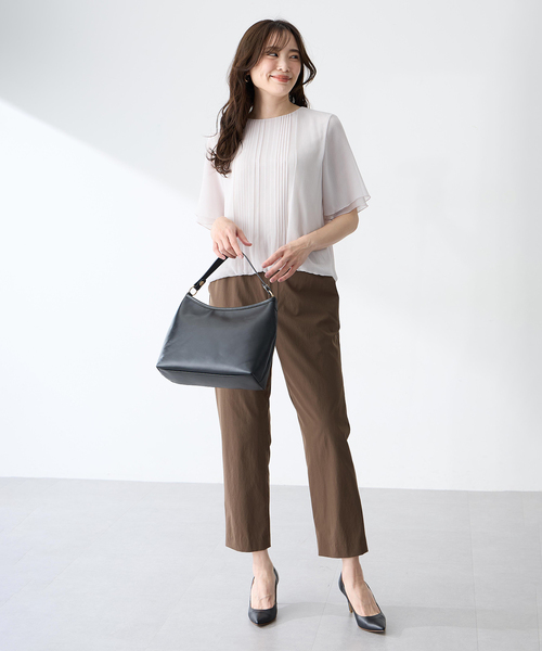 A/C DESIGN BY ALPHA CUBIC(エーシーデザインバイアルファキュービック)の「シフォンプリーツTブラウス(Tシャツ/カットソー・レディース・ライトグレー/ブラック/グリーン・M/L/LL)」の14枚目の写真