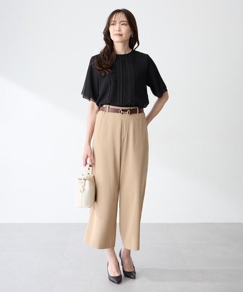 A/C DESIGN BY ALPHA CUBIC(エーシーデザインバイアルファキュービック)の「シフォンプリーツTブラウス(Tシャツ/カットソー・レディース・ライトグレー/ブラック/グリーン・M/L/LL)」の15枚目の写真