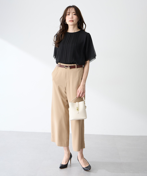 A/C DESIGN BY ALPHA CUBIC(エーシーデザインバイアルファキュービック)の「シフォンプリーツTブラウス(Tシャツ/カットソー・レディース・ライトグレー/ブラック/グリーン・M/L/LL)」の16枚目の写真
