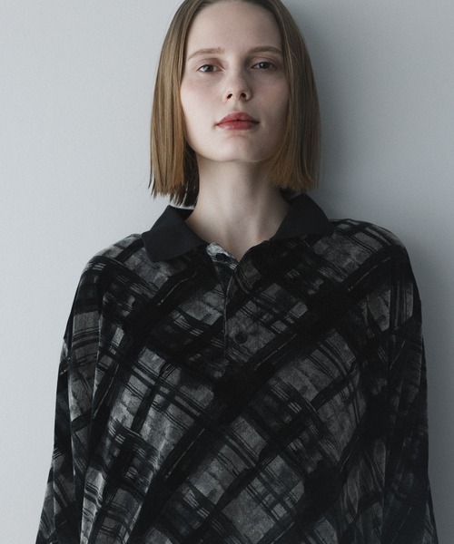 remer(リメール)の「シアーフロッキーポロシャツ / sheer flocky polo shirt(ポロシャツ・メンズ・ブラック・SMALL/X-SMALL/LARGE/MEDIUM)」の3枚目の写真