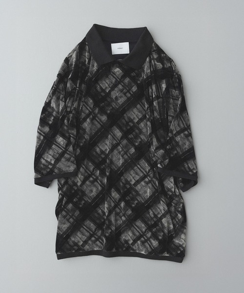 remer(リメール)の「シアーフロッキーポロシャツ / sheer flocky polo shirt(ポロシャツ・メンズ・ブラック・SMALL/X-SMALL/LARGE/MEDIUM)」の4枚目の写真