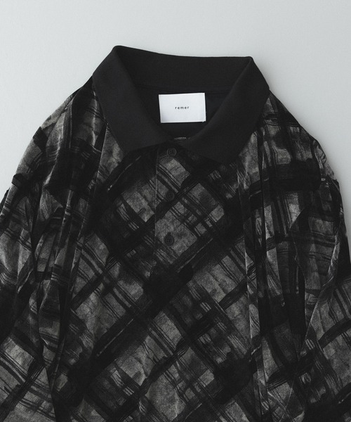 remer(リメール)の「シアーフロッキーポロシャツ / sheer flocky polo shirt(ポロシャツ・メンズ・ブラック・SMALL/X-SMALL/LARGE/MEDIUM)」の5枚目の写真