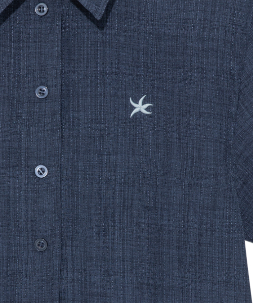 THECOLDESTMOMENT(ザコールデストモーメント)の「(w) TCM mini logo textured half shirt (navy)(シャツ/ブラウス・レディース・その他・OS)」の5枚目の写真
