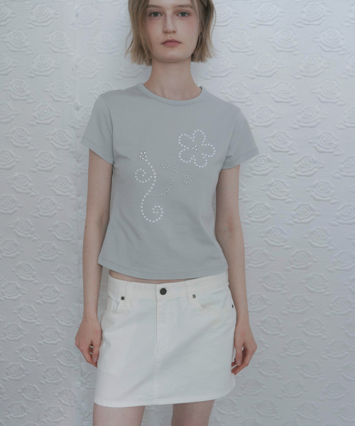 HEEARI（ヒアリー）の「エイミービーズコットンTシャツ_ライトグレー（Tシャツ/カットソー・レディース・その他・FREE）」の5枚目の写真