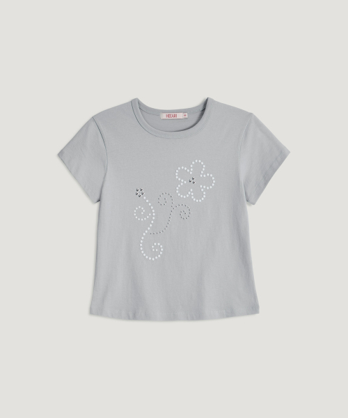 HEEARI（ヒアリー）の「エイミービーズコットンTシャツ_ライトグレー（Tシャツ/カットソー・レディース・その他・FREE）」の4枚目の写真