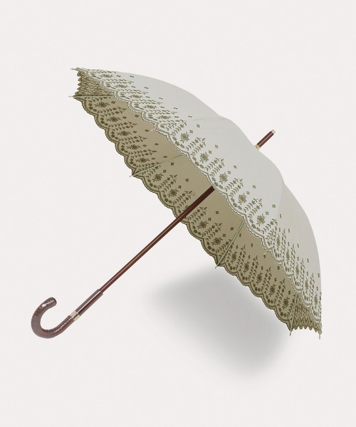 POLO RALPH LAUREN日傘＊ 刺繍レースナチュラルなアイボリー系＊ セール】遮光 遮熱 晴雨兼用日傘 長傘 ”フローラル刺繍”（長傘）｜POLO