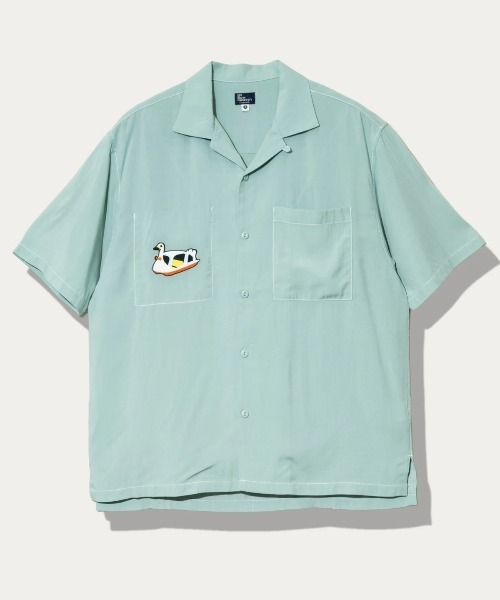 go slow caravan(ゴースローキャラバン)の「T/R ワンポイント刺繍 S/S オープンシャツ(シャツ/ブラウス・メンズ・コーラルピンク/セージグリーン/チャコールグレー/ブルー系その他・MEDIUM/X-LARGE/LARGE)」の3枚目の写真