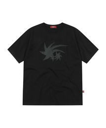 S'EST（エスイーエスティー）の「Dot Star Applique T-shirts Black（Tシャツ/カットソー）」
