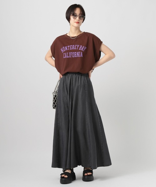 BAYFLOW(ベイフロー)の「フレンチドルマンプリントT(Tシャツ/カットソー・レディース・ブラウン/グレー/オフホワイト/ライトベージュ・FREE)」の6枚目の写真