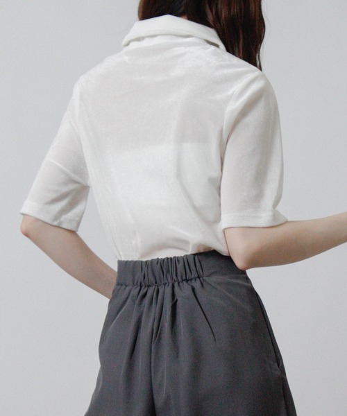 Social GIRL(ソーシャルガール)の「シアーベロアセンターリンキングトップス 半袖トップス(その他トップス・レディース・ブラウン/オフホワイト/ブラック/グレー・M)」の8枚目の写真