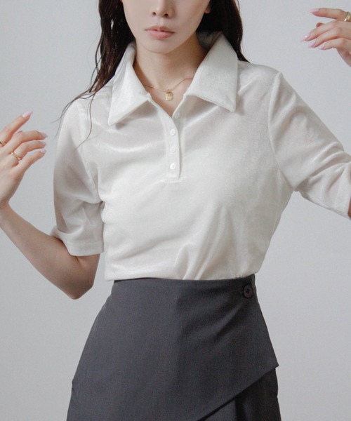 Social GIRL(ソーシャルガール)の「シアーベロアセンターリンキングトップス 半袖トップス(その他トップス・レディース・ブラウン/オフホワイト/ブラック/グレー・M)」の10枚目の写真