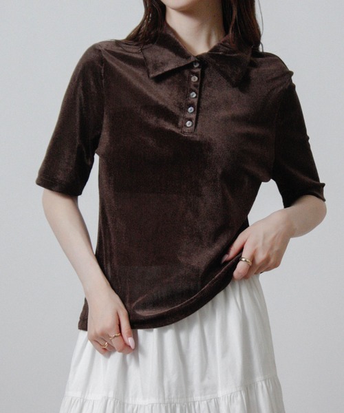 Social GIRL(ソーシャルガール)の「シアーベロアセンターリンキングトップス 半袖トップス(その他トップス・レディース・ブラウン/オフホワイト/ブラック/グレー・M)」の12枚目の写真