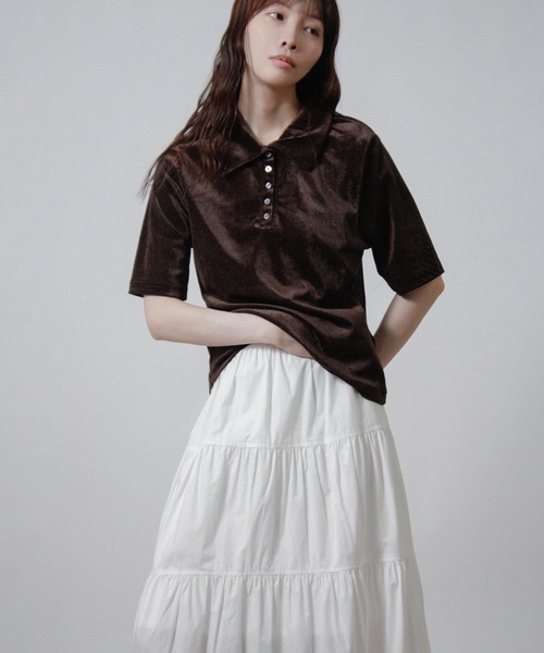 Social GIRL(ソーシャルガール)の「シアーベロアセンターリンキングトップス 半袖トップス(その他トップス・レディース・ブラウン/オフホワイト/ブラック/グレー・M)」の14枚目の写真