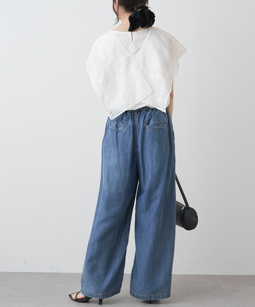 PUAL CE CIN（ピュアルセシン）の「スクエア刺繍レースブラウス（シャツ/ブラウス・レディース・ブラック/オフホワイト・MEDIUM）」の8枚目の写真