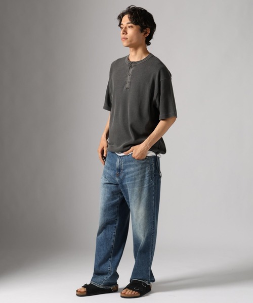 BAYFLOW（ベイフロー）の「[セットでお得]ピグメントワッフルヘンリーネックTEE[シルエット変更可]（Tシャツ/カットソー・メンズ・セージグリーン/チャコール/ネイビー/オフホワイト/ピンク/カーキ・MEDIUM/LARGE）」の15枚目の写真