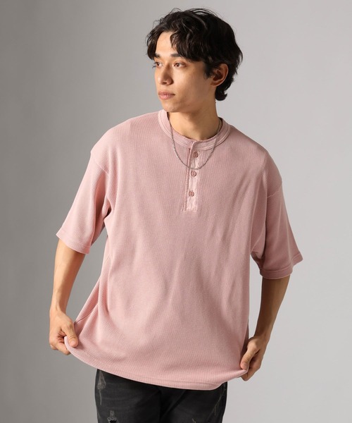 BAYFLOW（ベイフロー）の「[セットでお得]ピグメントワッフルヘンリーネックTEE[シルエット変更可]（Tシャツ/カットソー・メンズ・セージグリーン/チャコール/ネイビー/オフホワイト/ピンク/カーキ・MEDIUM/LARGE）」の9枚目の写真